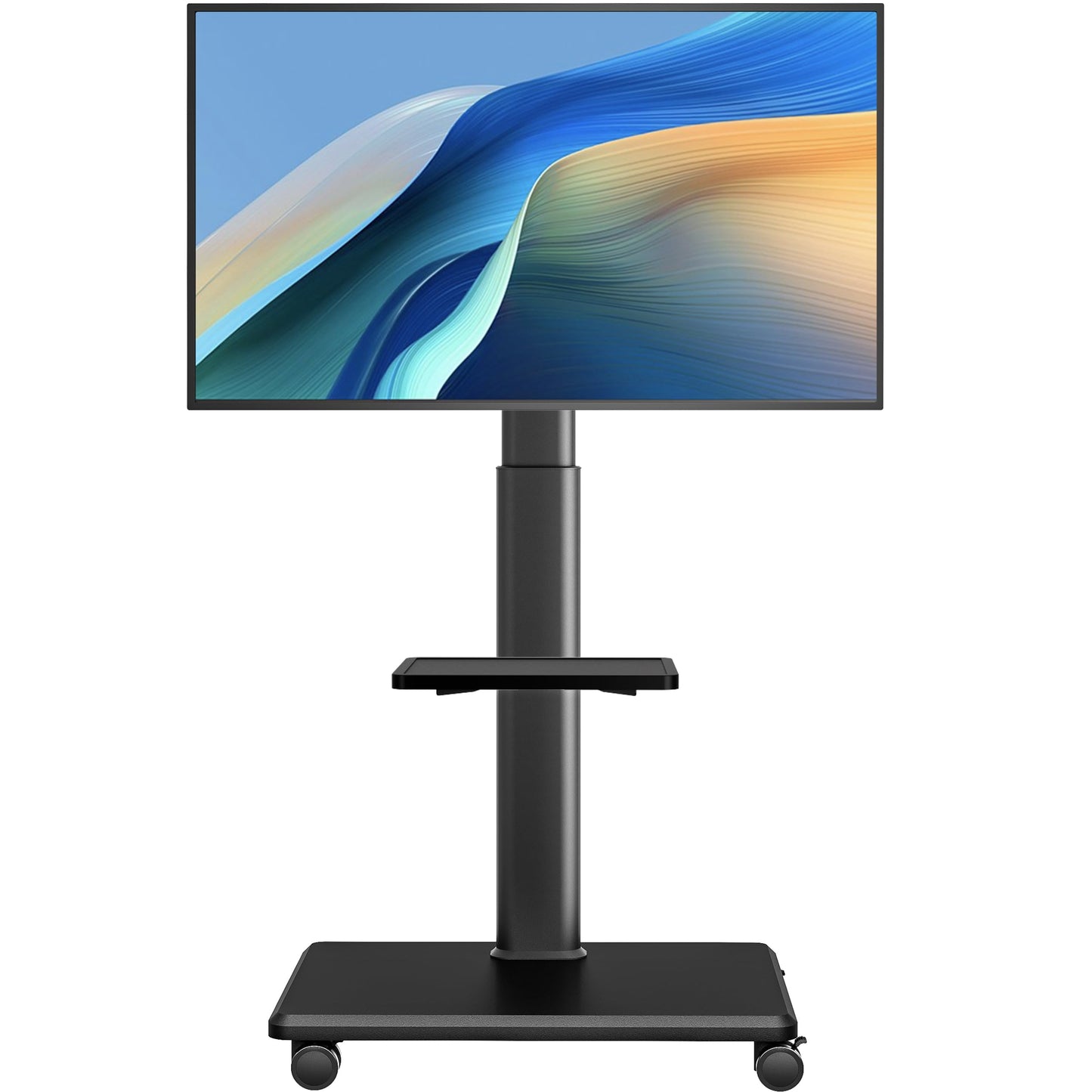 Universal Floor TV Stand, Portable Rolling Floor TV Mount with Wheels, 80 Degree Swivel Height Adjustable for 27 to 65 Inch LCD LED OLED TVs, Holds up