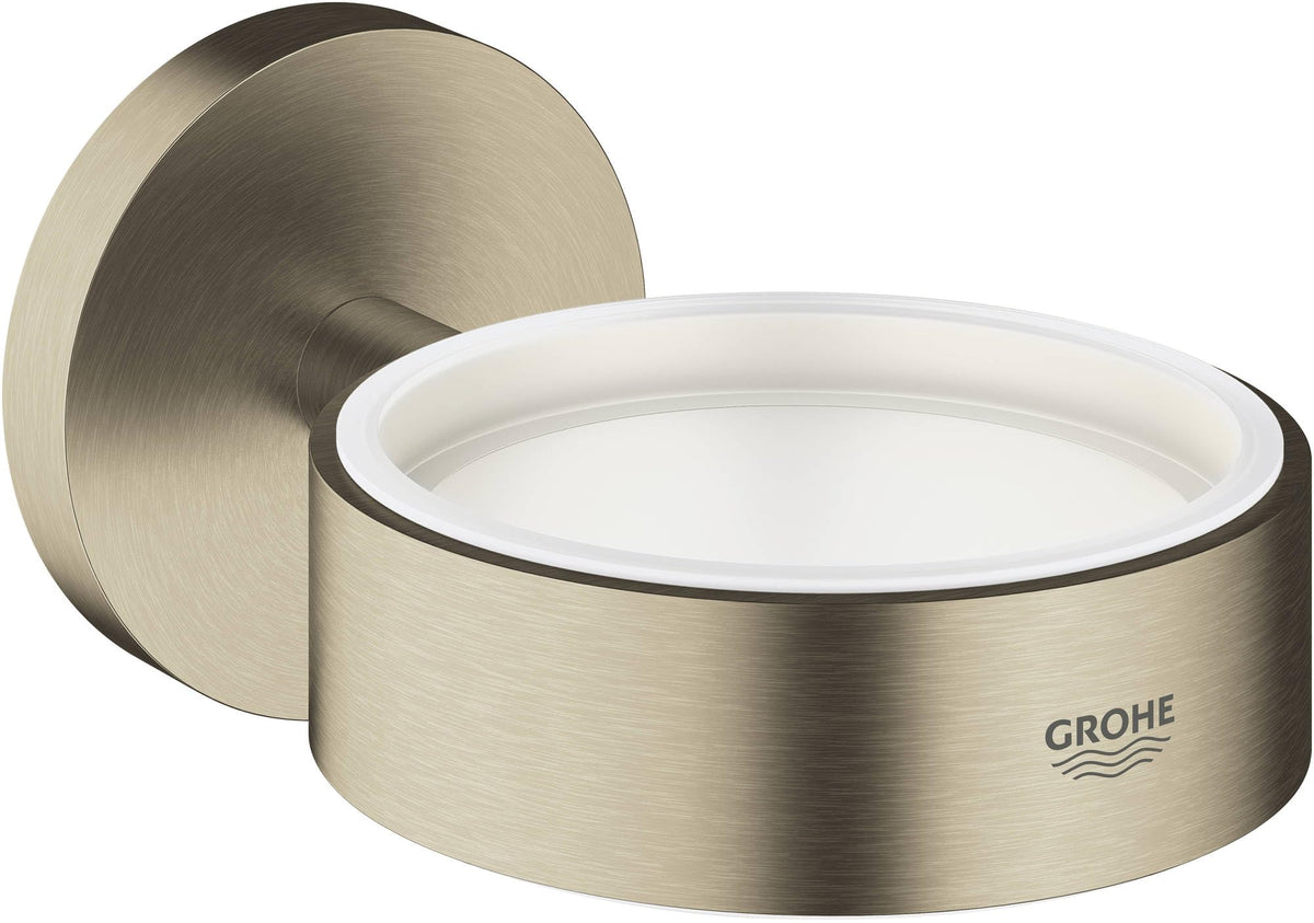 GROHE Essentials Holder for Use with the Glass, Soap Dish or Soap Dispenser, German Engineered, Metal in Brushed Nickel and with Concealed Fastening,