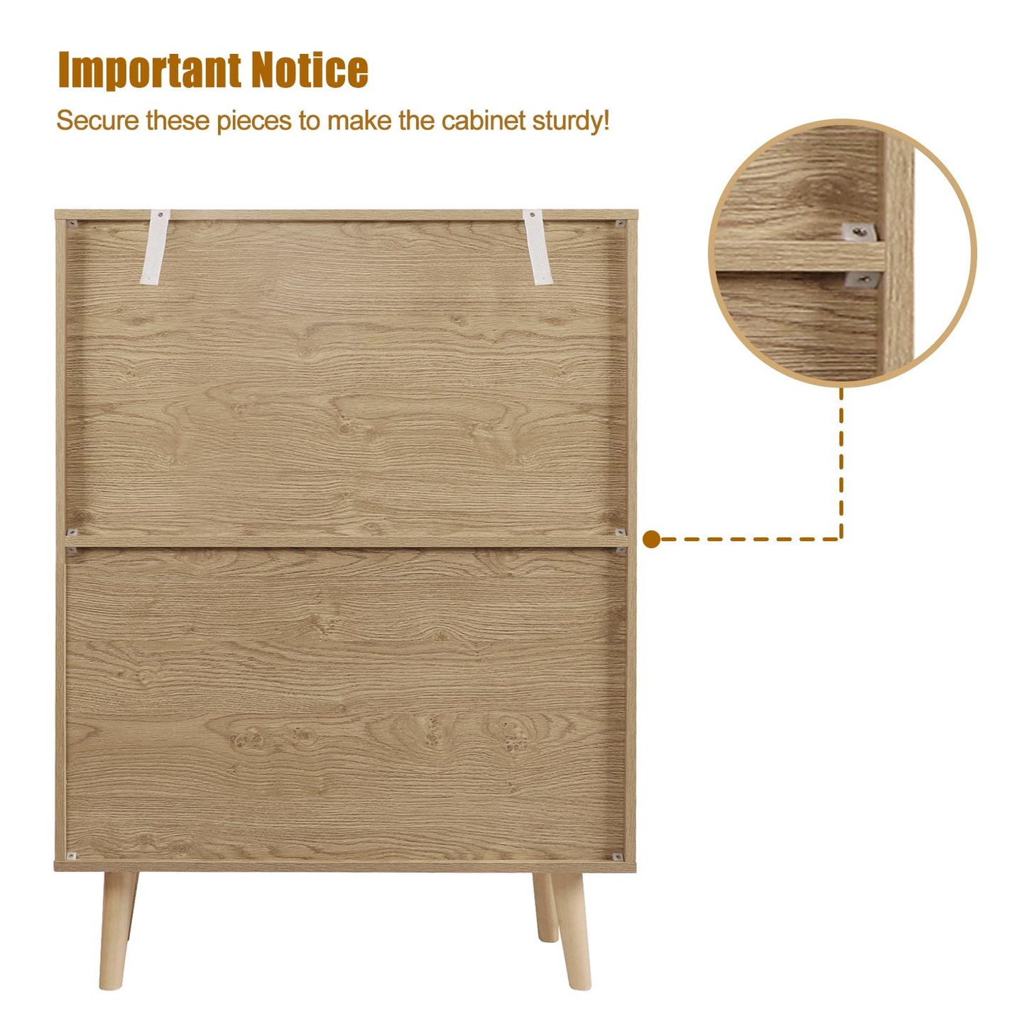 Yvsevnr Rattan Sideboard Cabinet with 2 Doors, Kitchen Storage Cupboard with Adjustable Shelves for Living Room Hallway Entryway