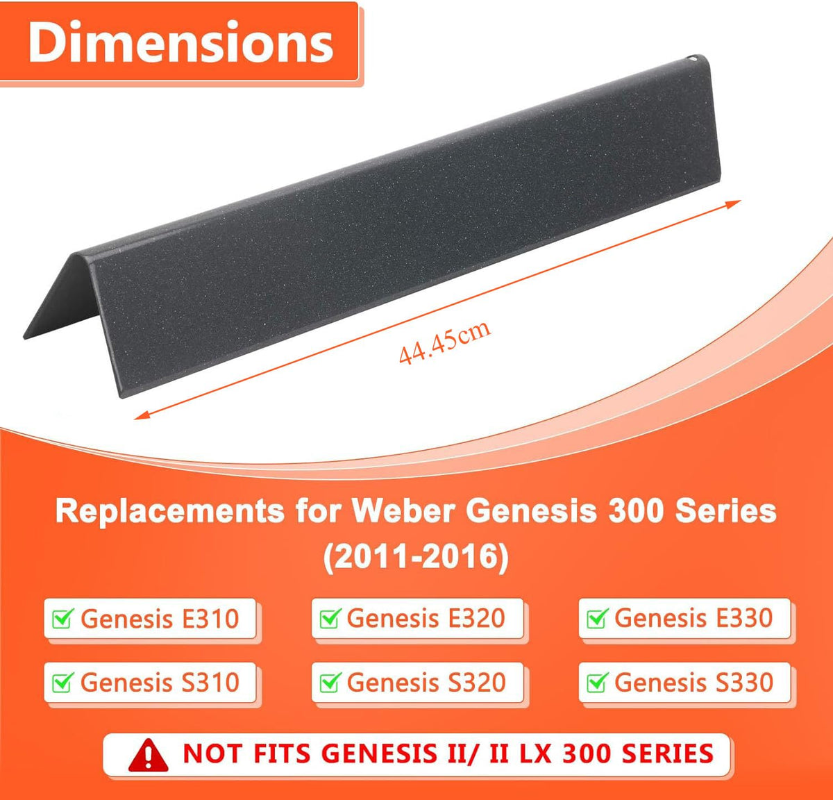 GFTIME 44.5CM Flavorizer Bar for Weber Genesis E/S-310 320 330 with Front Burner Knobs, DOESN'T fit Genesis II E/S-310 340, Porcelain Steel Heat Plate
