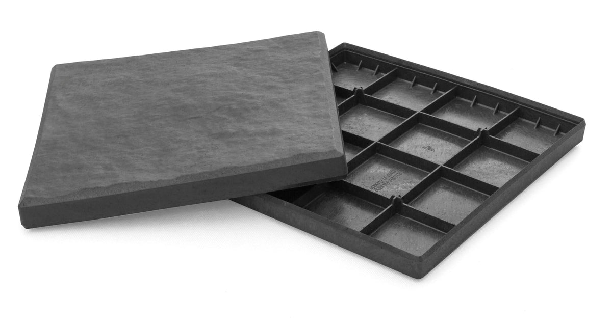 Nicoman Marble Effect 30x30x2.5cm Square Stomp Stone Recycled Rubber Steps Hard Wearing Heavy Duty Outdoor Pathway Tiles- (Graphite, Set of 10)
