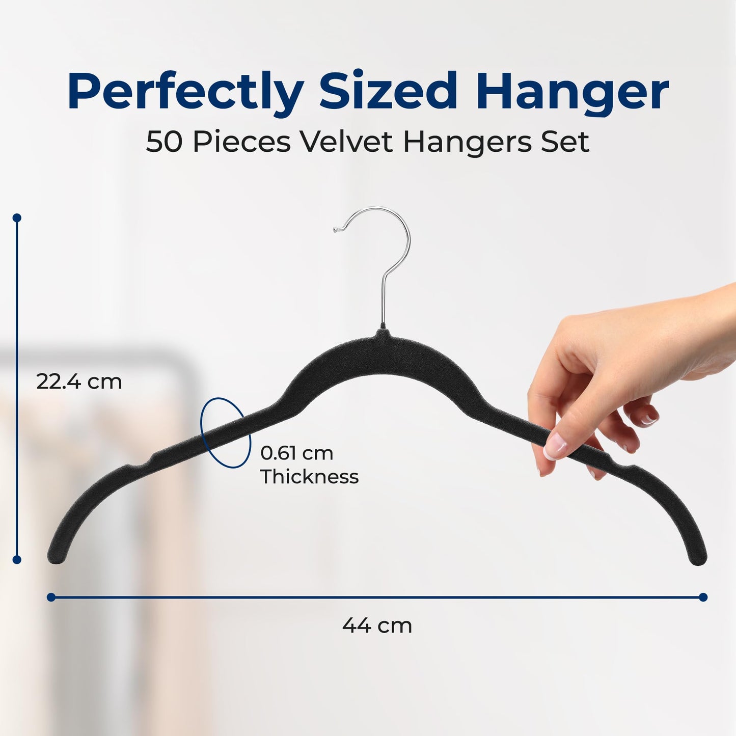 SereneLife Coat Hangers, Velvet Hangers for Clothes, 50 Pcs Non Slip Slim Space Saving Adult Hanger with 360° Swivel Hooks, For Tops, Jackets
