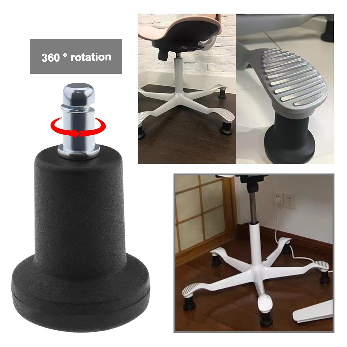 eMagTech 5PCS Bell Glides Office Chair Wheels Stopper Replacement Office Chair Swivel Caster Wheels Office Furniture Accessories 11x22mm Black