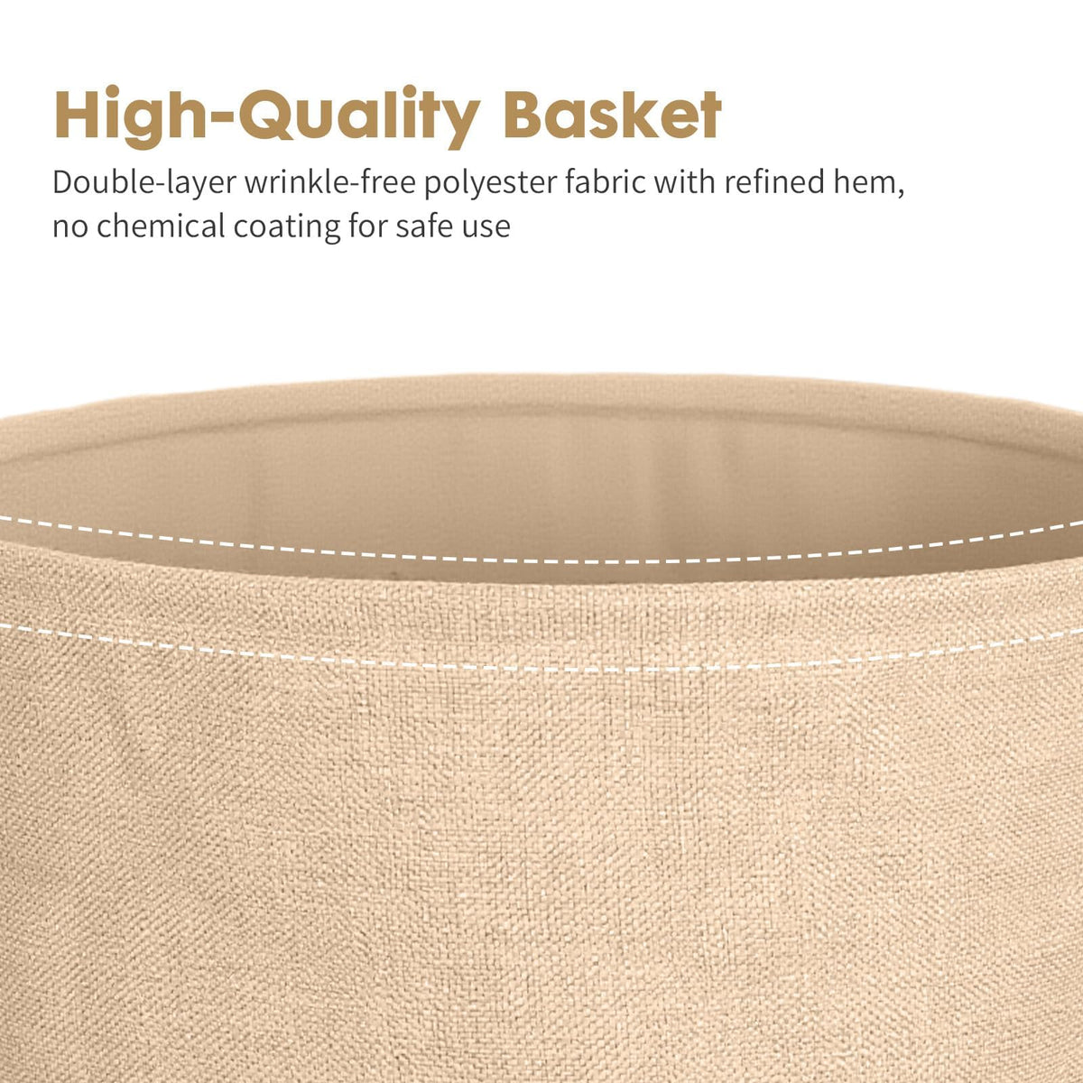 Rinkgarden Round Side Table with Fabric Basket, Modern and Sturdy, Metal End Table for Living Room, Bedroom, Bedside Table, Nursery