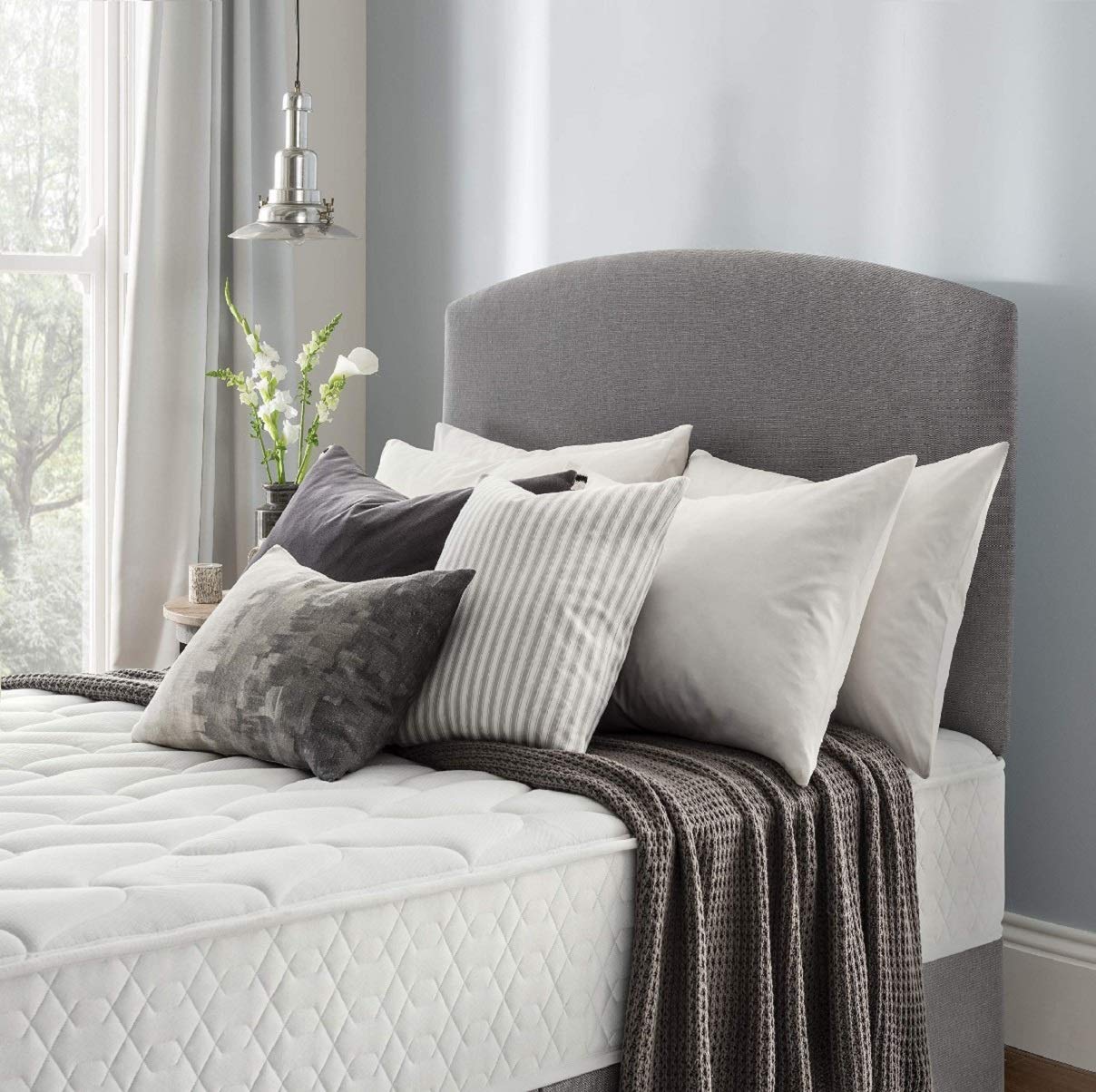 Silentnight Selene Upholstered Headboard, Slate Grey Fabric, Super King