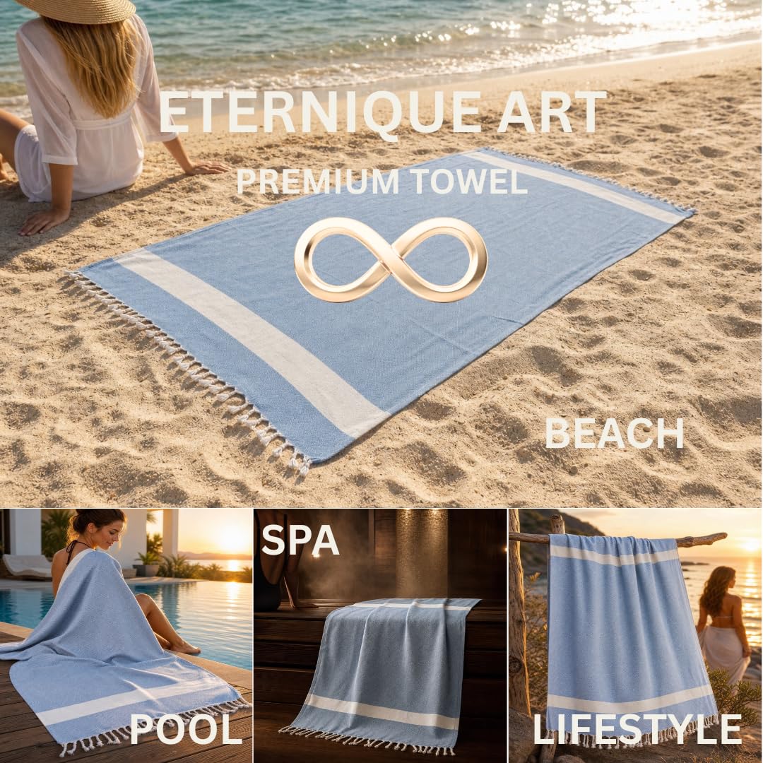 Premium Turkish Hammam Towel 100x200cm with Hand-Woven Fringes