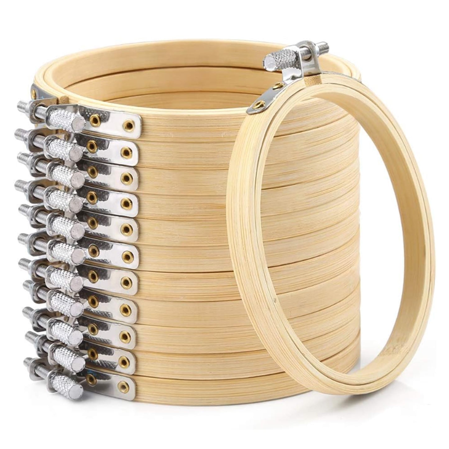 Caydo 12 Pieces 10cm/4 inch Round Embroidery Hoop Mini Bamboo Cross Stitch Hoop for Art Sewing and Decoration