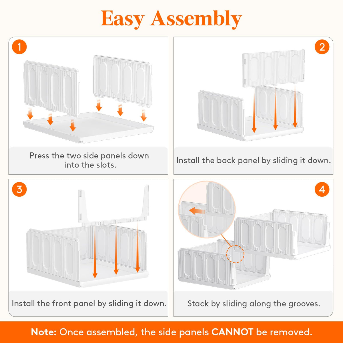 Lifewit 6 Pack Wardrobe Storage Organiser Stackable Hat Boxes 42 cm Depth