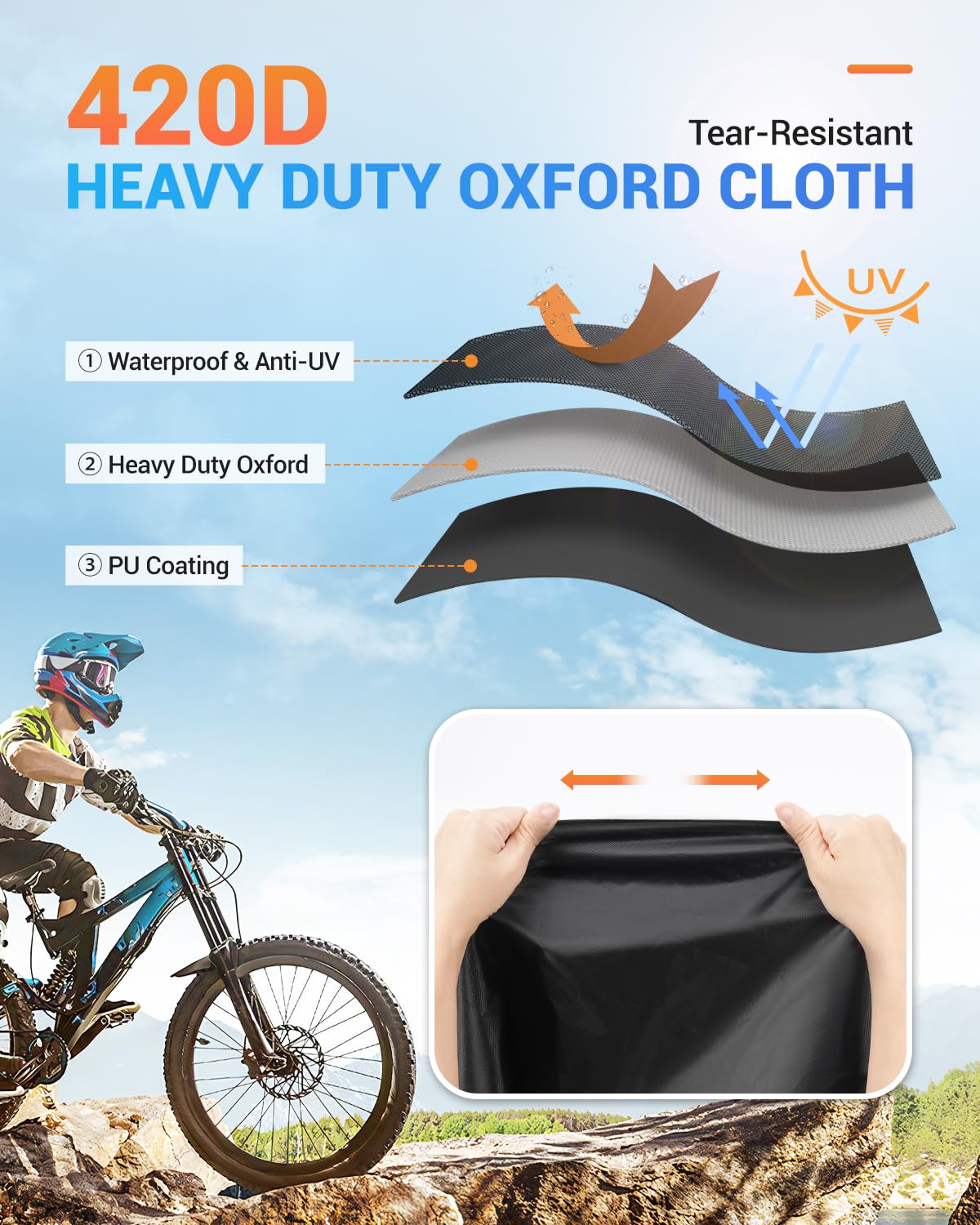 SUPAREE 2 Bikes Bicycle Cover Storage Outdoor Folding Bike Cover Waterproof Bike Covers for Transport 2 Bikes 420D Oxford Heavy Duty for Motorhome Car