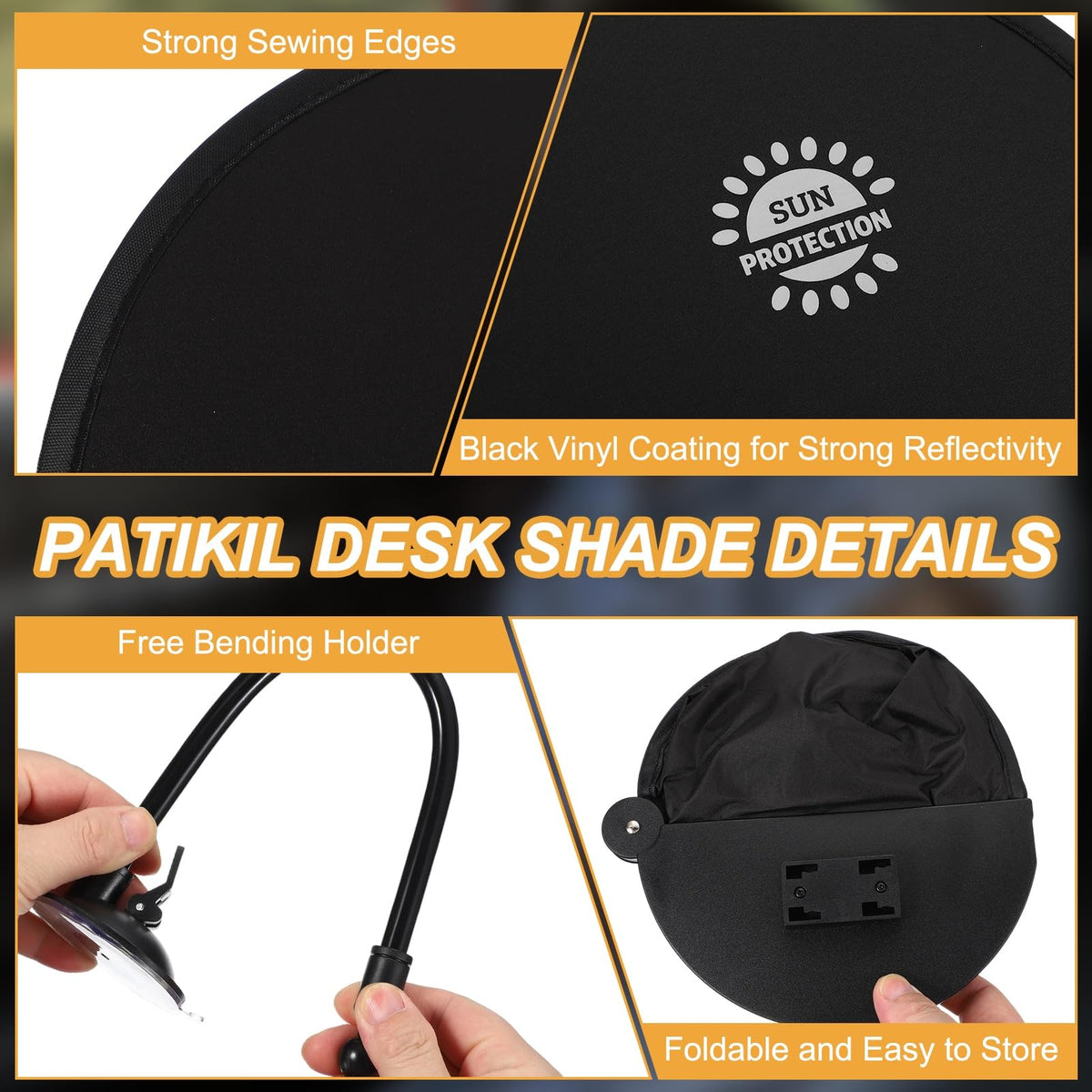 PATIKIL Desk Shade, 22.8" Adjustable Cubicle Shade with Suction Cup and Clip Portable Foldable Cubicle Light Shield for Block Overhead Light Privacy
