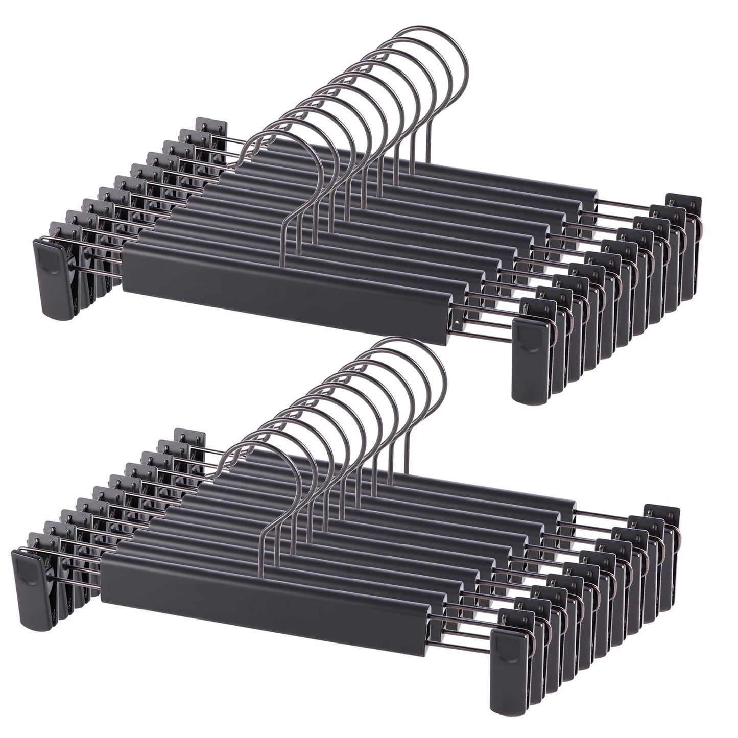 Trouser Hanger, 20Pack Plastic Pant Hangers Space Saving Skirt Hangers with Clips Adjustable Non-Slip Coat Suit Metal Heavy Duty Chrome Clothes