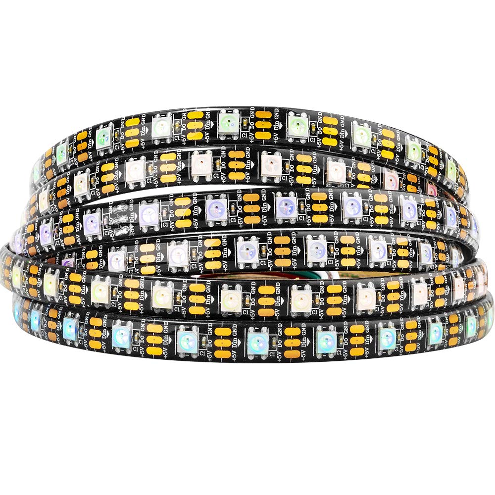 BTF-LIGHTING WS2812B 16.4ft 5m 60LEDs/Pixels/m Individually Addressable 5050SMD LED Strip Black PCB Full Color Flexible LED Pixel Strip Dream Color