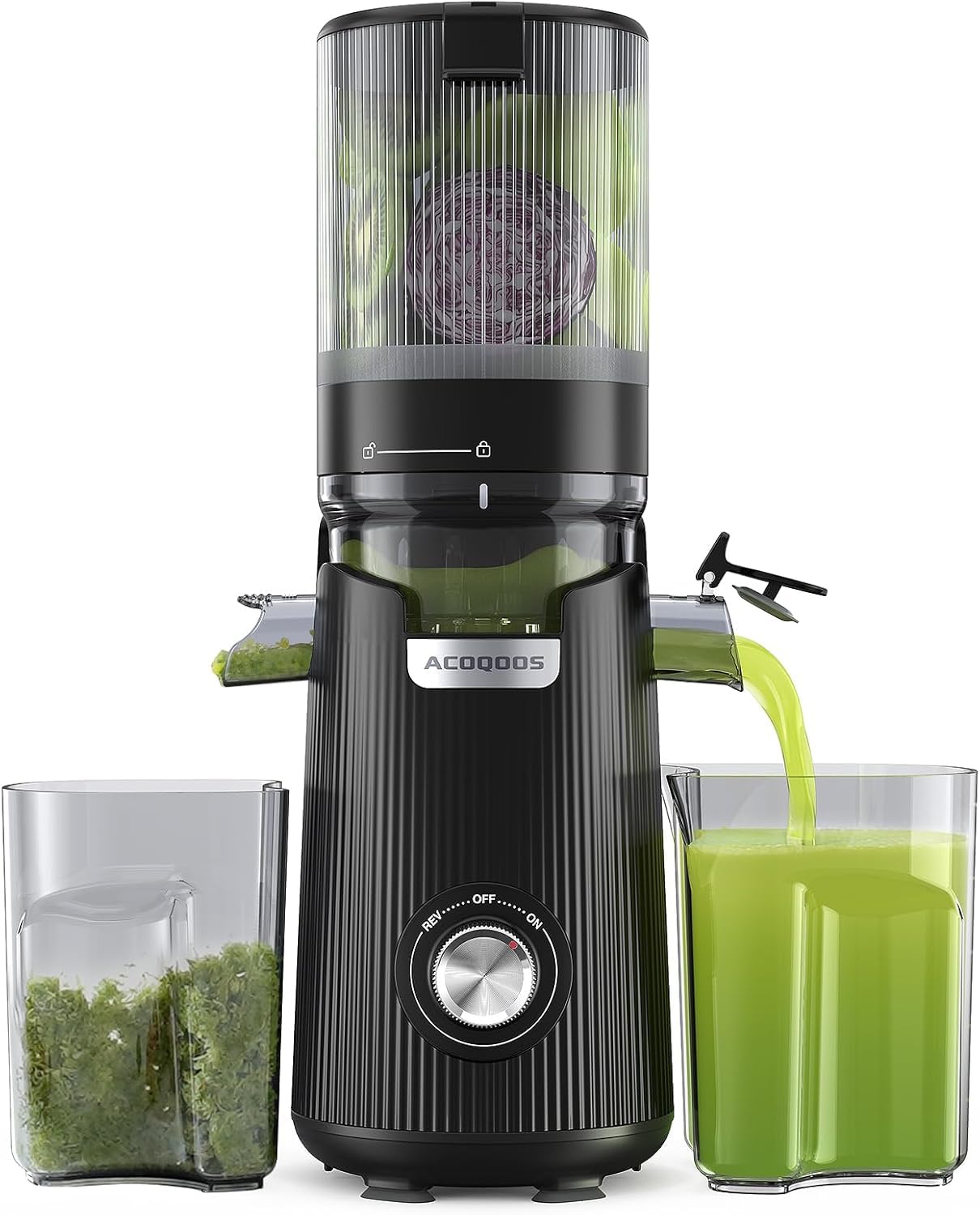 ACOQOOS Juicer Machines, 135MM Wide Chute for Whole Fruit and Vegetable,1.8L Auto-Feed Time-Saver, Slow Masticating High Yield, Easy to Clean Cold