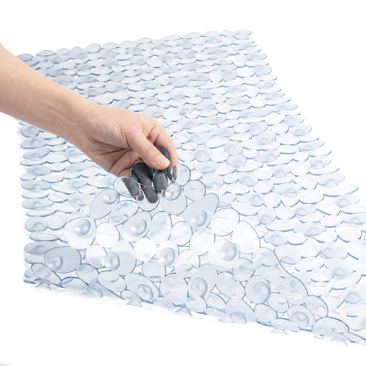 WELTRXE Anti-slip Bathtub Mat Pebbles Shower Mat Extra Large Anti-Bacterial Safety Bath Mat Suction Mat for Shower or Tub, Non-slip Bathroom Mat, 88 x