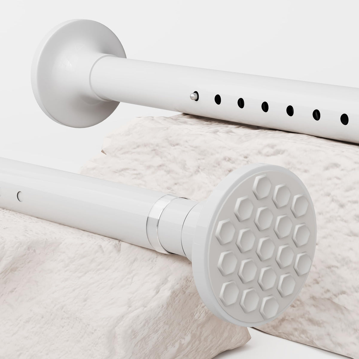 Shower Curtain Rail Adjustable Curtain Poles no Drilling Shower Pole Telescopic Pole Stainless Steel Extra Long for Living Room, Bedroom, Bathroom,
