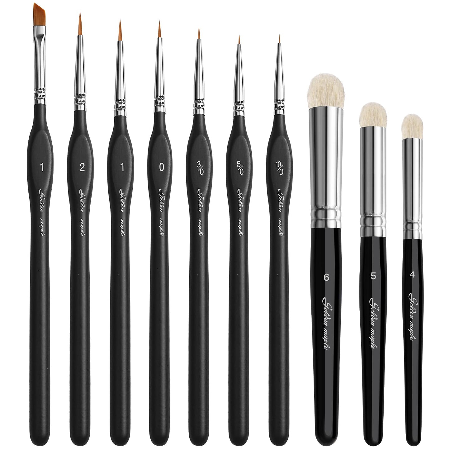 Fine Detail Brushes with Drybrush Set, 10 Miniature Paint Brush for Fine Detailing, Art Painting, Models, Acrylic, Watercolour, Miniatures, Oil,