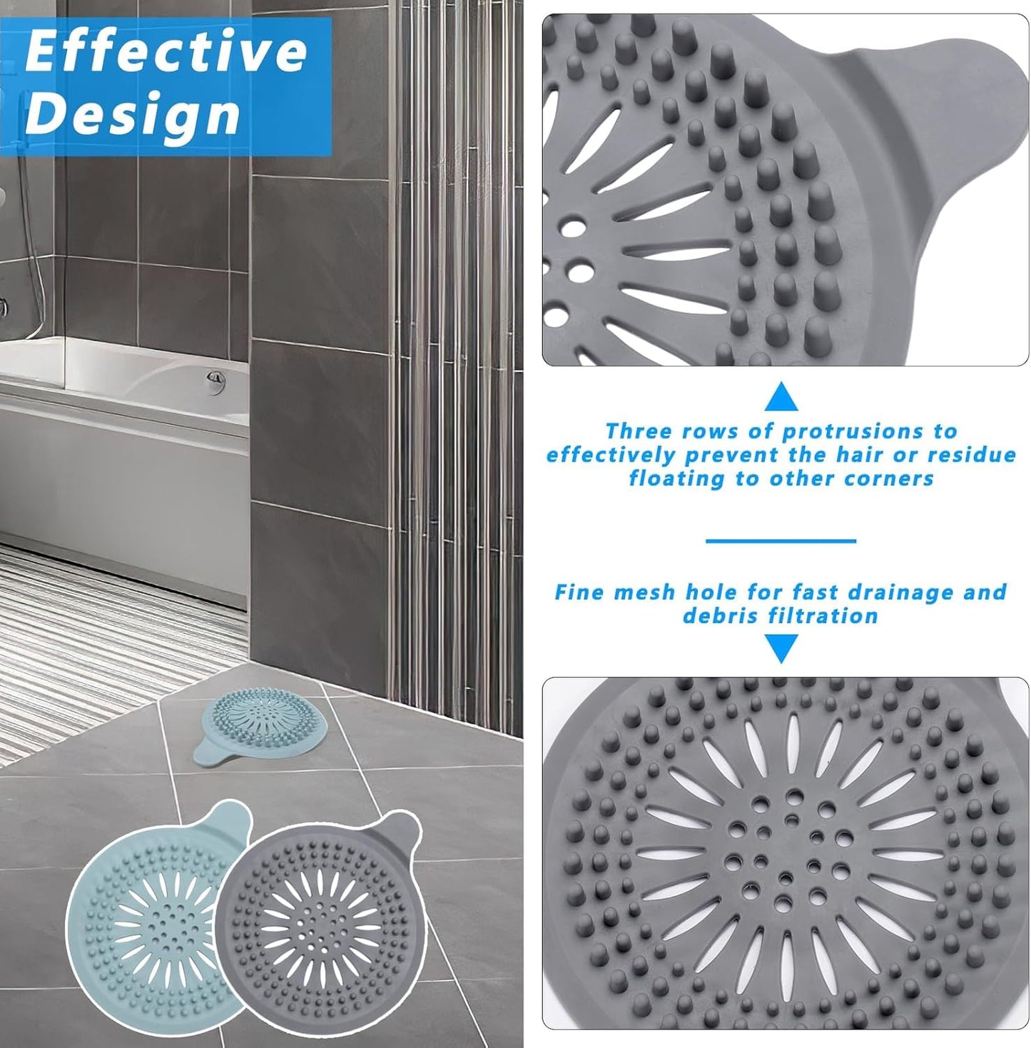 Alyvisun 2Pcs Silicone Shower Hair Catcher with Suction Cup