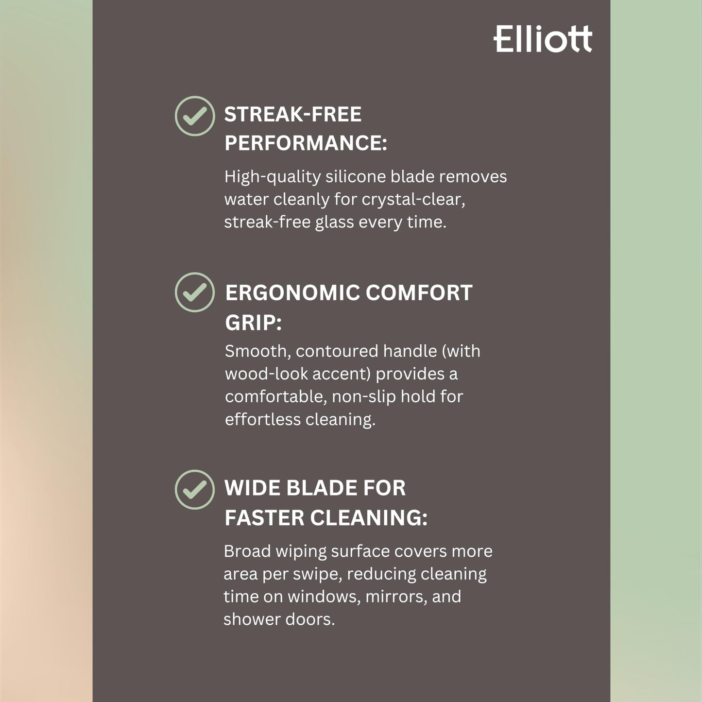 Elliott Silicone Toilet Brush, Hygienic, Streak-Free Cleaning with Ergonomic Comfort Grip & Modern Wood-Look Handle