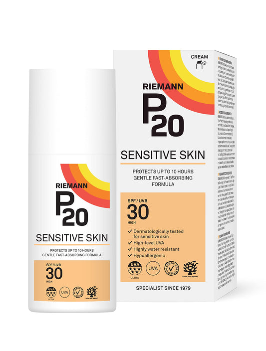 RIEMANN P20 SPF30 Sensitive Sun Cream 200ml, High Level UVA Protection for up to 10 Hours, Allergy Certification, Water Resistant, Durable & Long