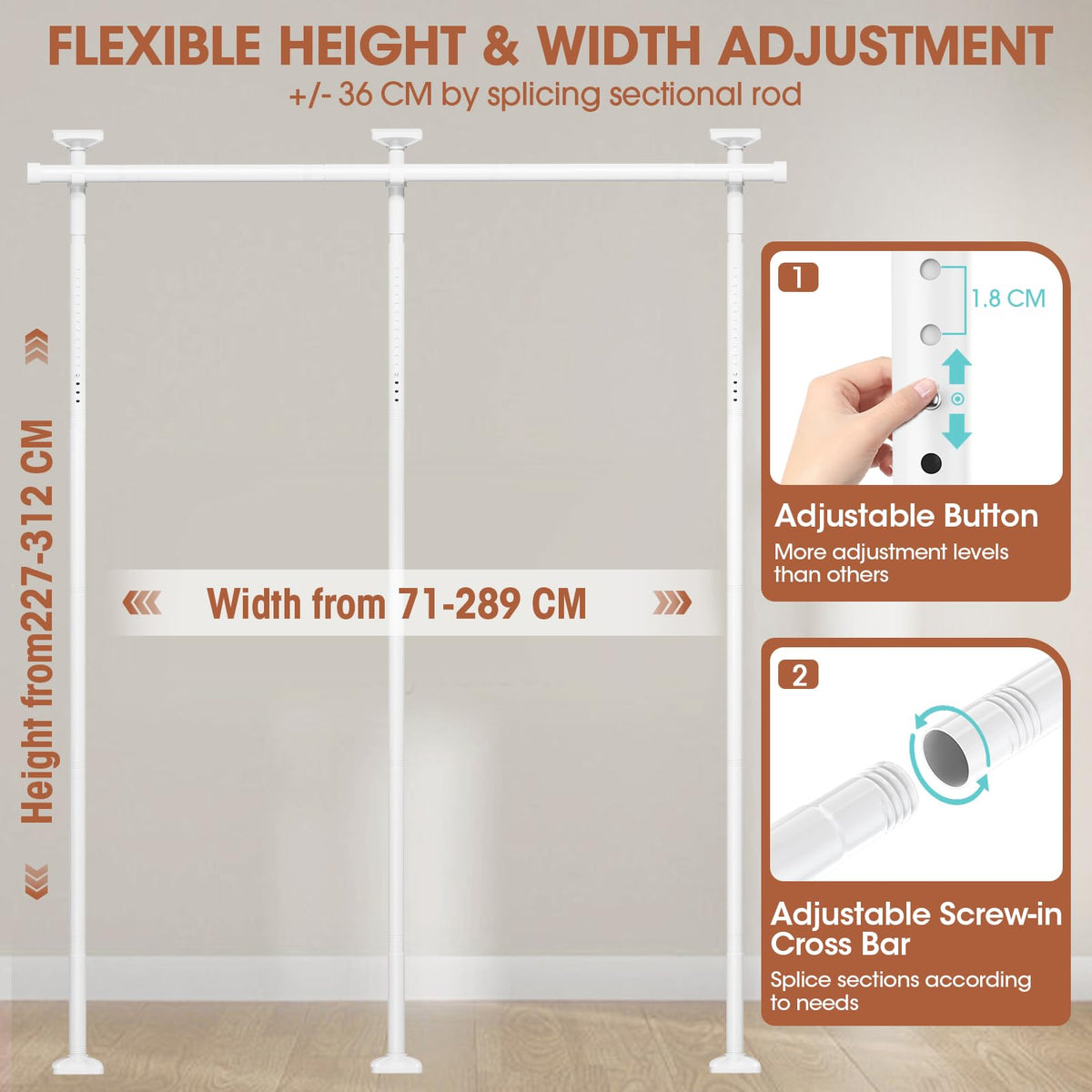 Room Divider No Drilling Curtain Rod Wall Divider for Room Separation