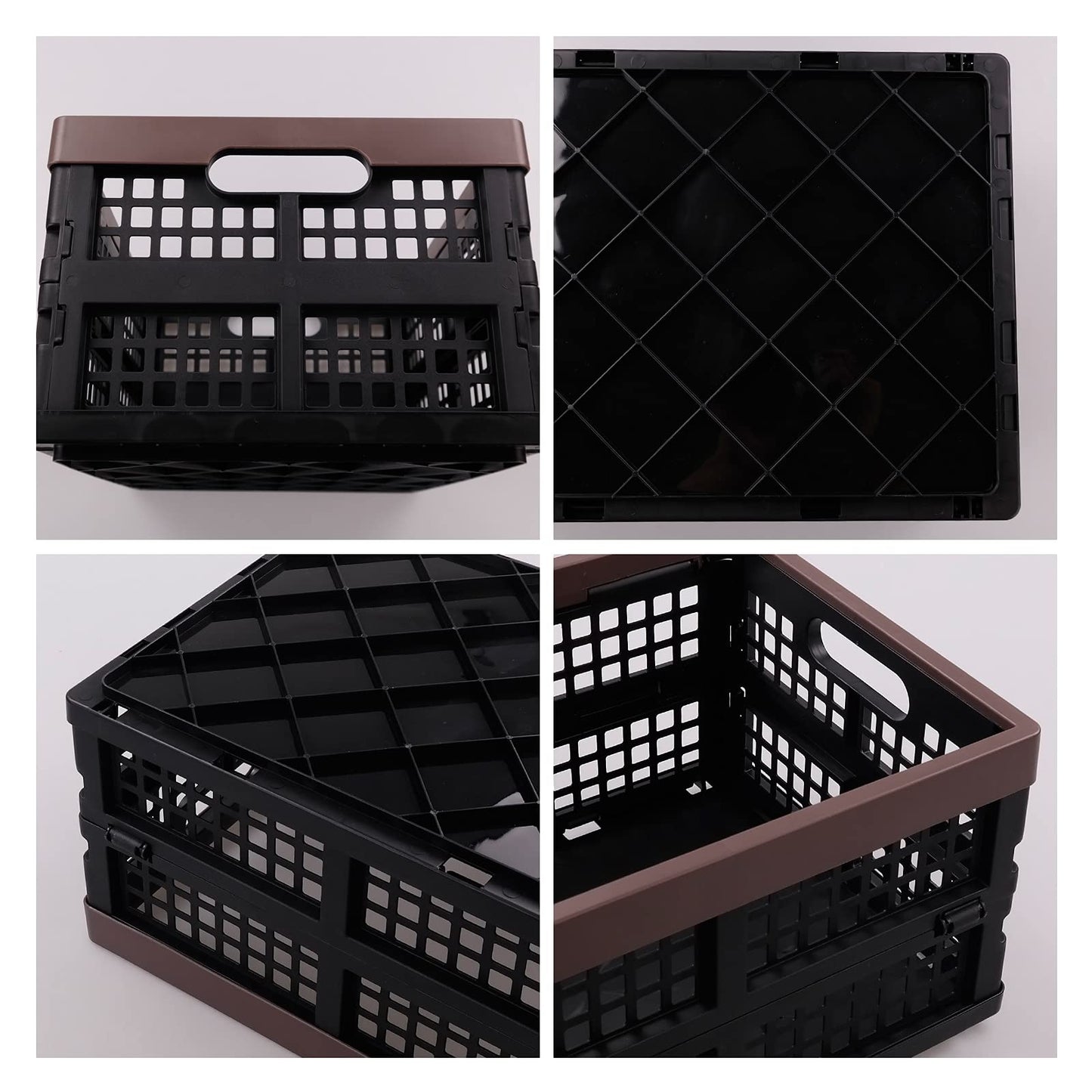 Yesdate Collapsible Storage Crates, Folding Stackable Plastic Boxes, 3-Pack