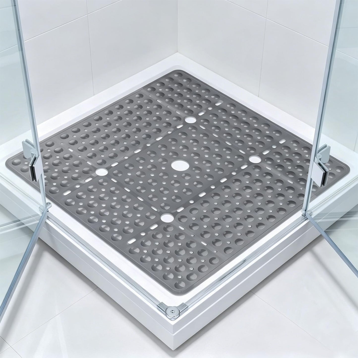 ZOKBOM Square Shower Mat Non Slip 70x70cm | Extra Large Shower Mat for Inside Shower with Suction Cups & Drain Holes