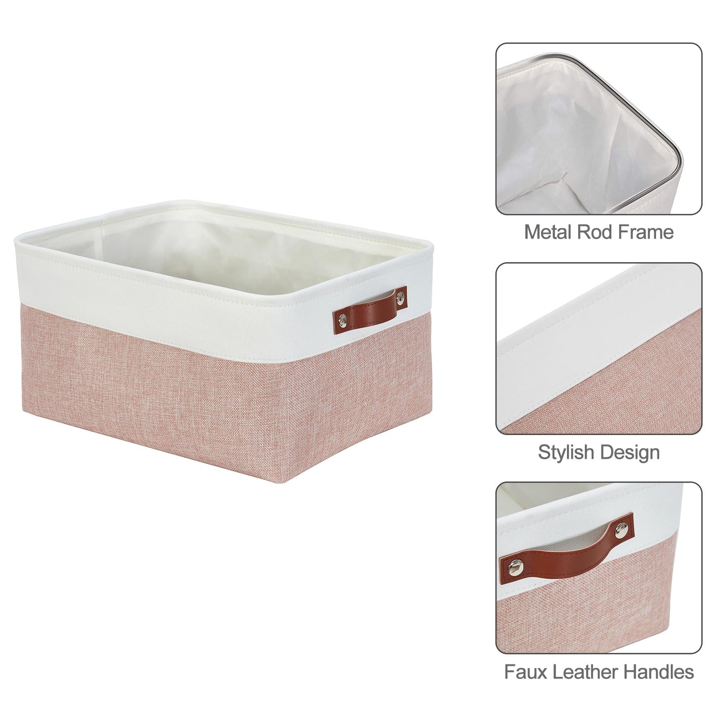 Mangata Rectangular Fabric Storage Boxes, Multi-Size, Material Container Baskets for Shelf, Wardrobe, Toys and Clothes, 41x31x18 cm