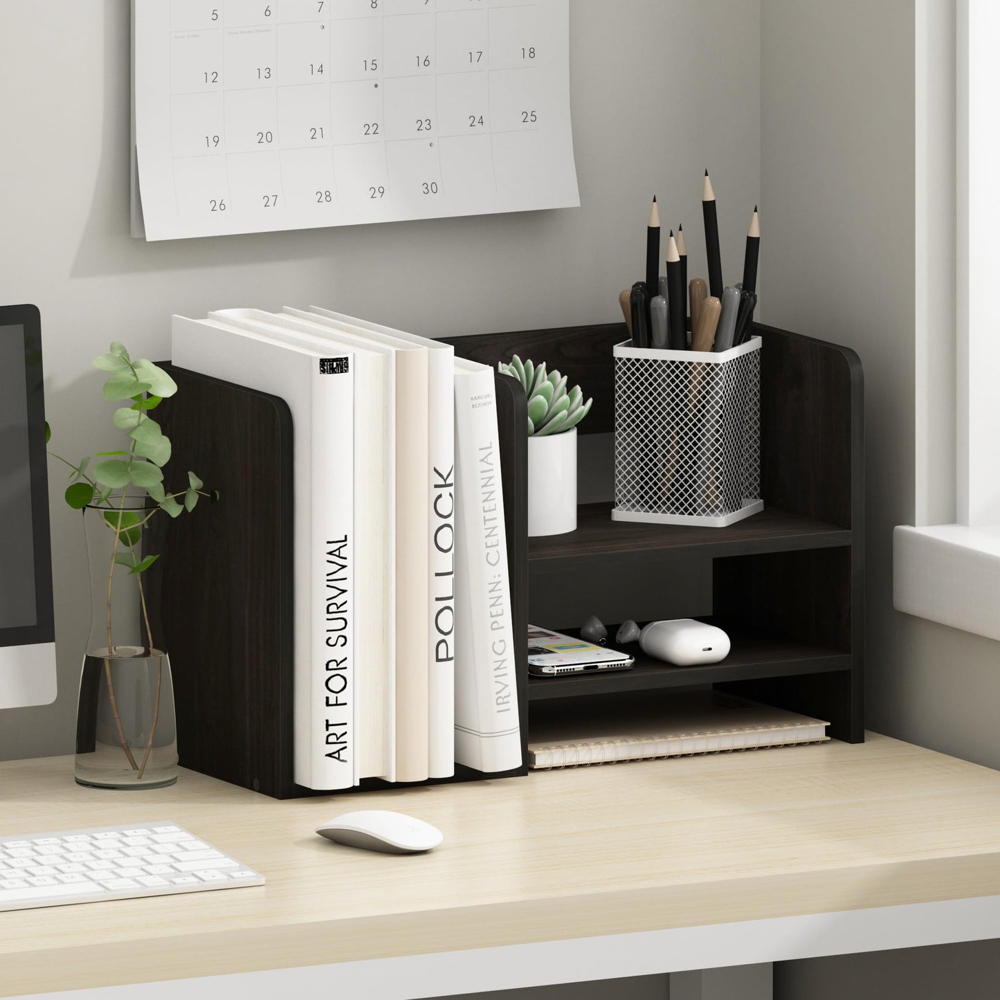 Furinno Desktop Storage Organizer, Engineered Wood, Espresso, 2 Shelves Space