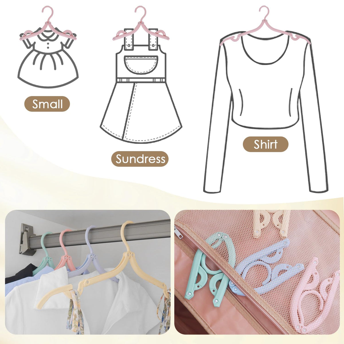 20PCS Folding Clothes Hangers Travel Portable Plastic Coats Hangers 4Colors