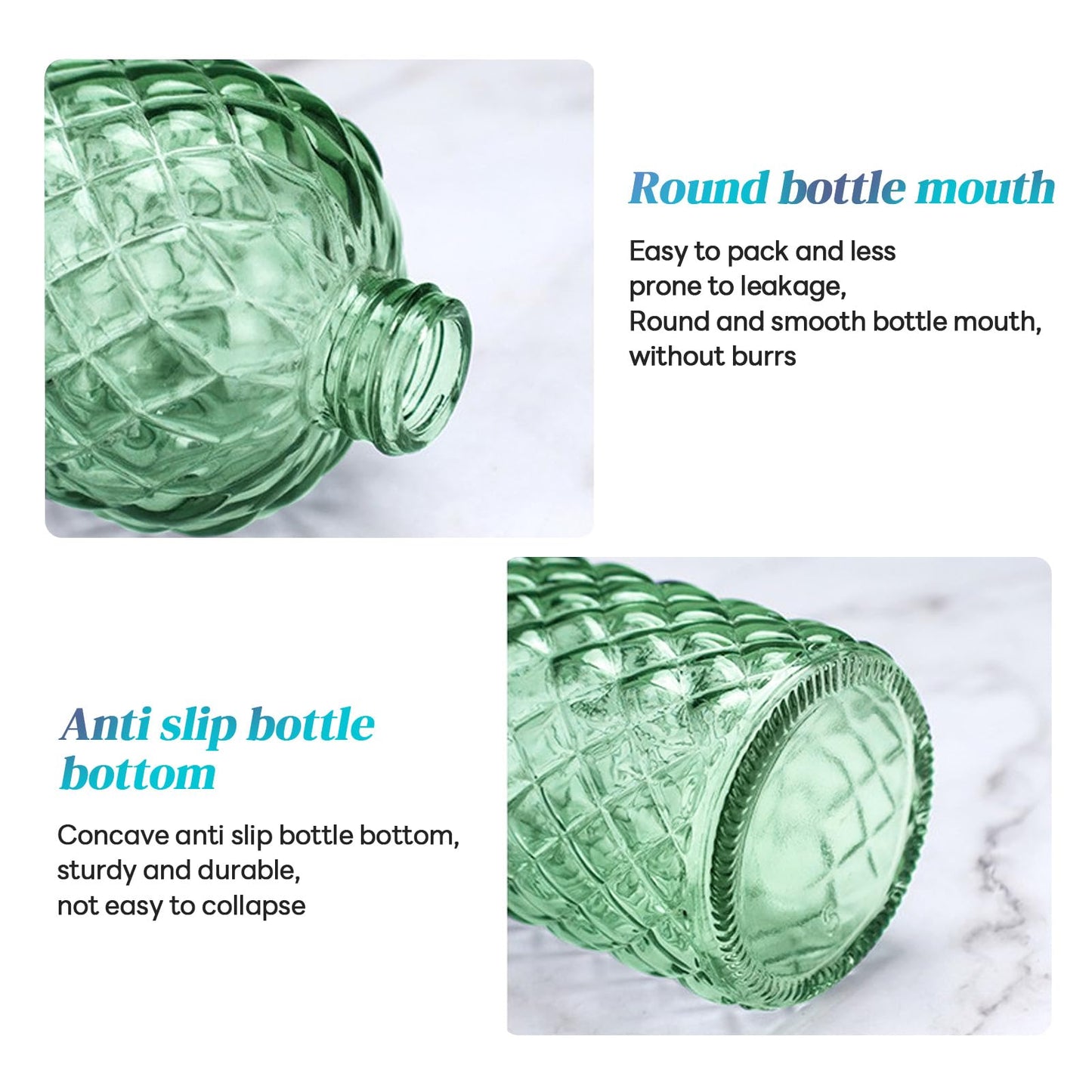 Topsky Glass Soap Dispenser with Silver Metal Pump 400ml Green