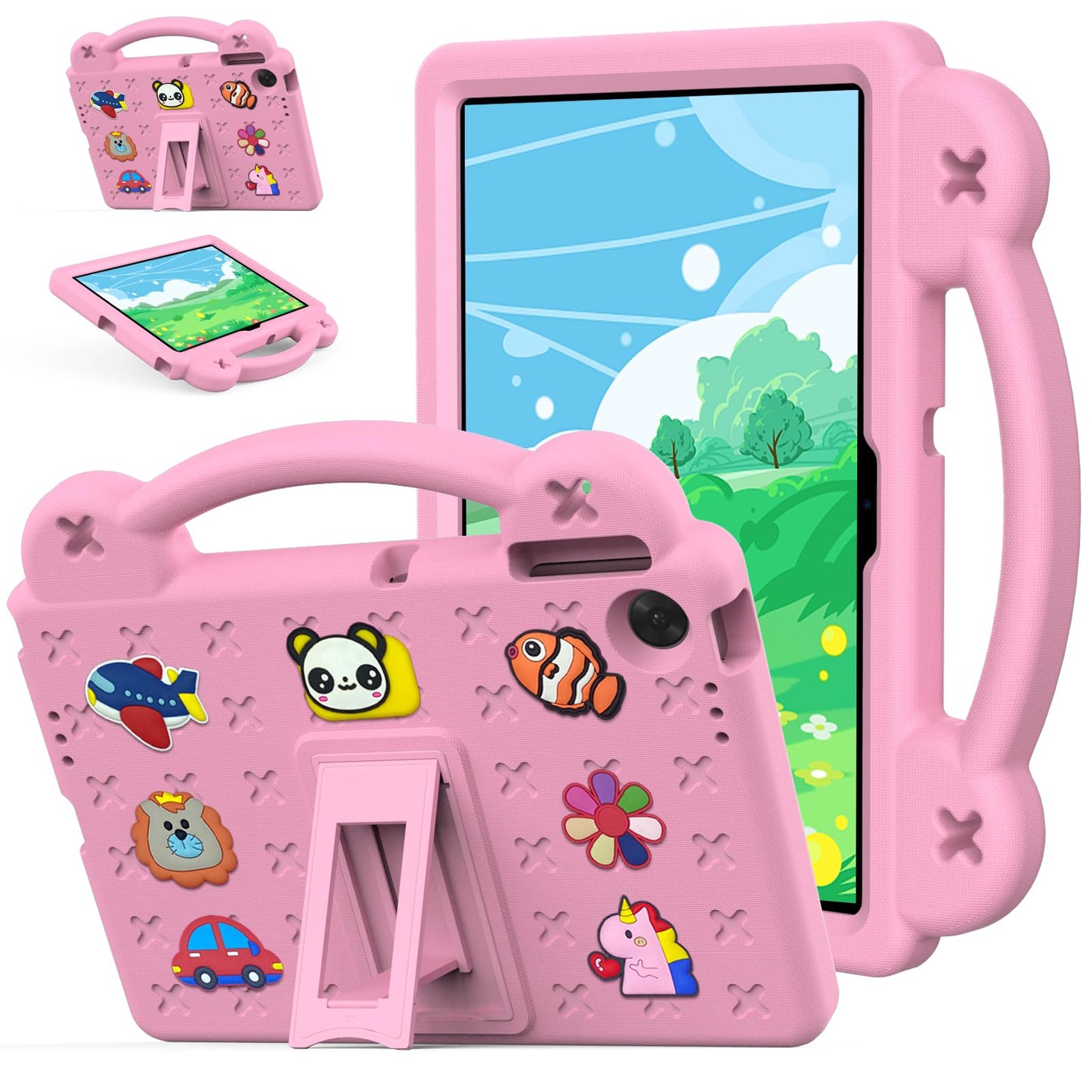 YRH Case for Lenovo Tab 10.1 inch 2025 (TB311FU/TB311XU), Kids EVA Shockproof Cover for Lenovo 10.1'' Tablet Case, with Stand Handle (Pink)