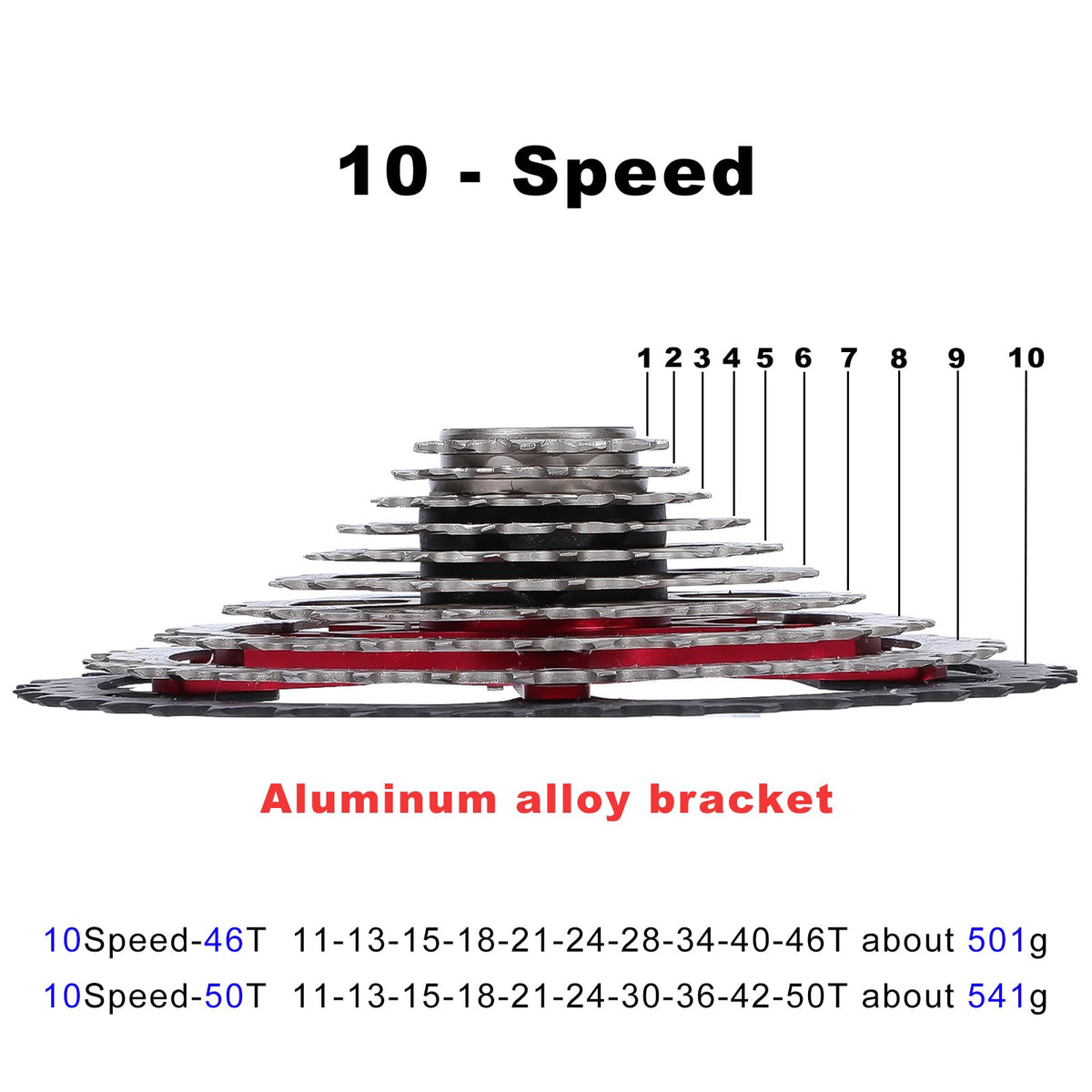 LANXUANR 10 Speed Mountain Bicycle Cassette Fit for MTB Bike, Road Bicycle?Super Light (11-46T)