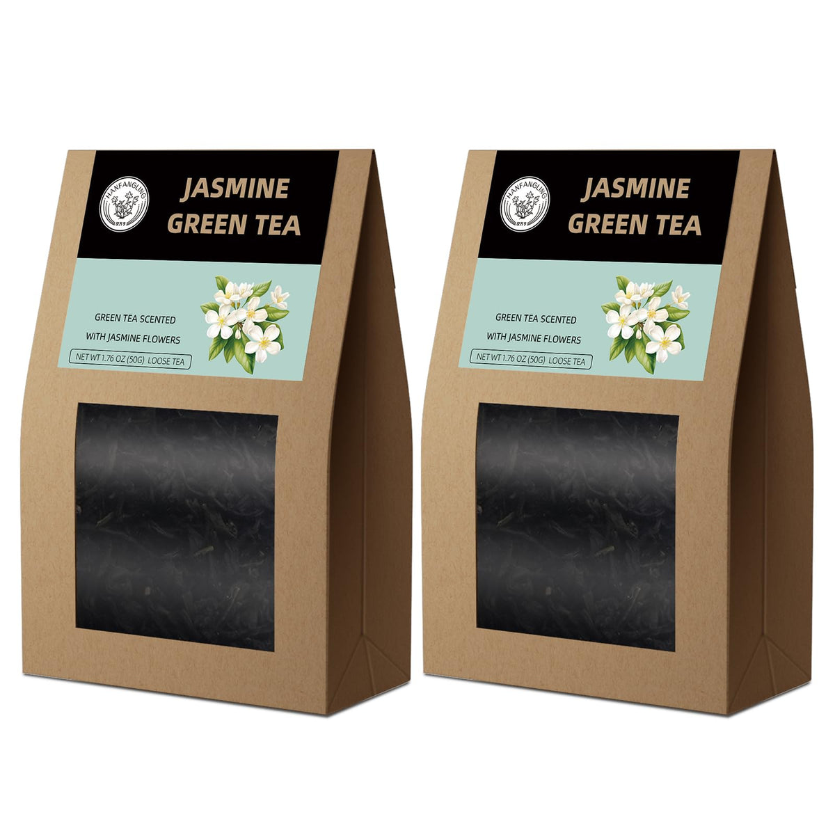 HANFANGLING Jasmine Green Tea,2PCS,Natural Loose Leaf,Promotes Metabolism,Relieves Anxiety and Stress,Regulates Blood Sugar,Promotes
