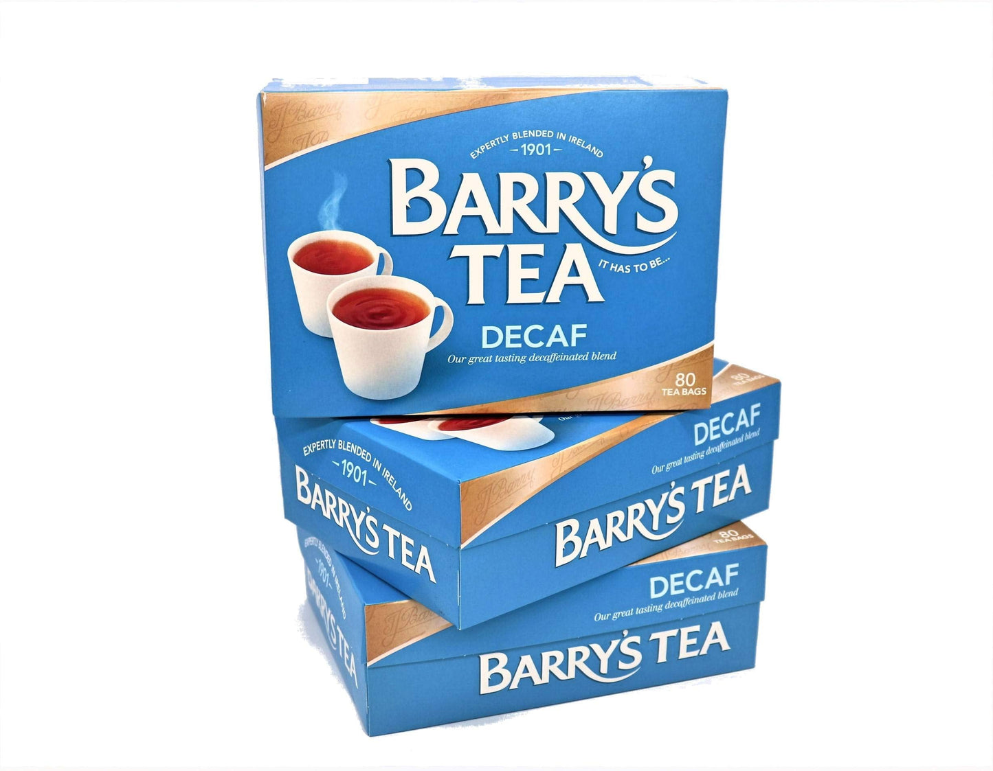 Barry's Tea Decaf Blend 80 Biodegradable Black Tea Tea Bags - 3 Pack