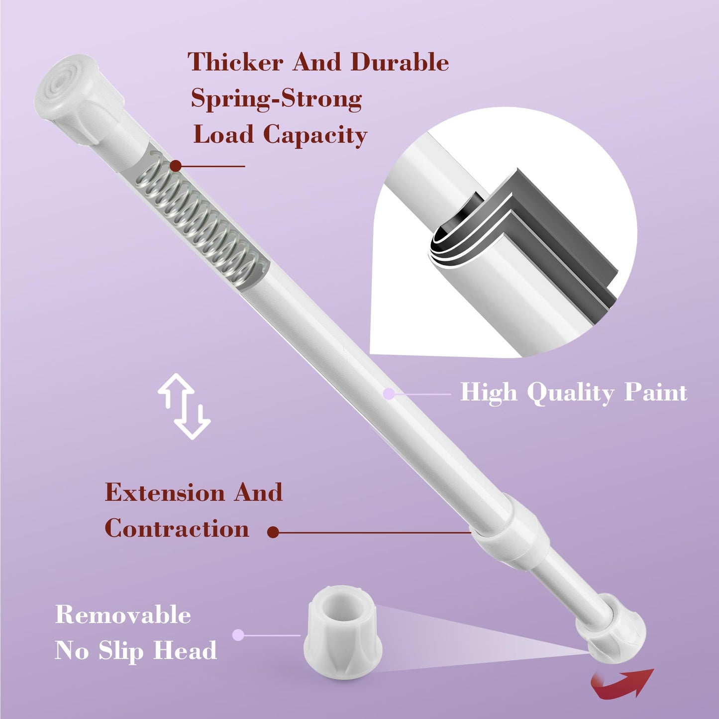Extendable Curtain Pole Telescopic Curtain Rod Tension Pole,Length 40-72cm