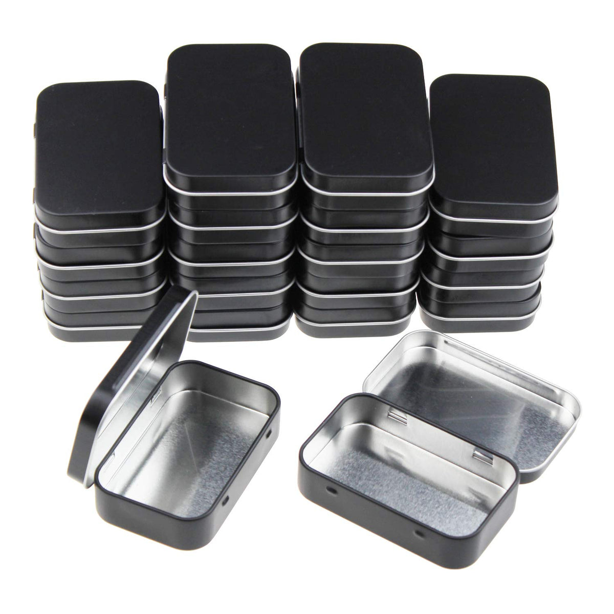 Goodma 20 Pieces Rectangular Metal Empty Hinged Tins Containers, Black