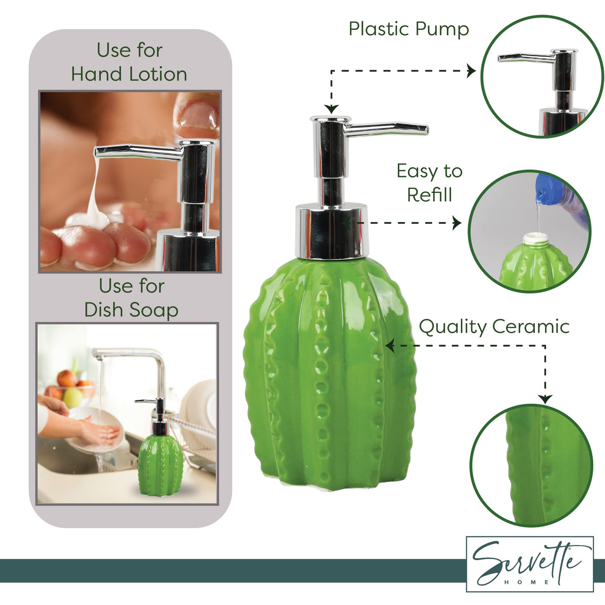 Novelty Soap Dispenser- Cactus Soap Pump for Home and Kitchen Decor