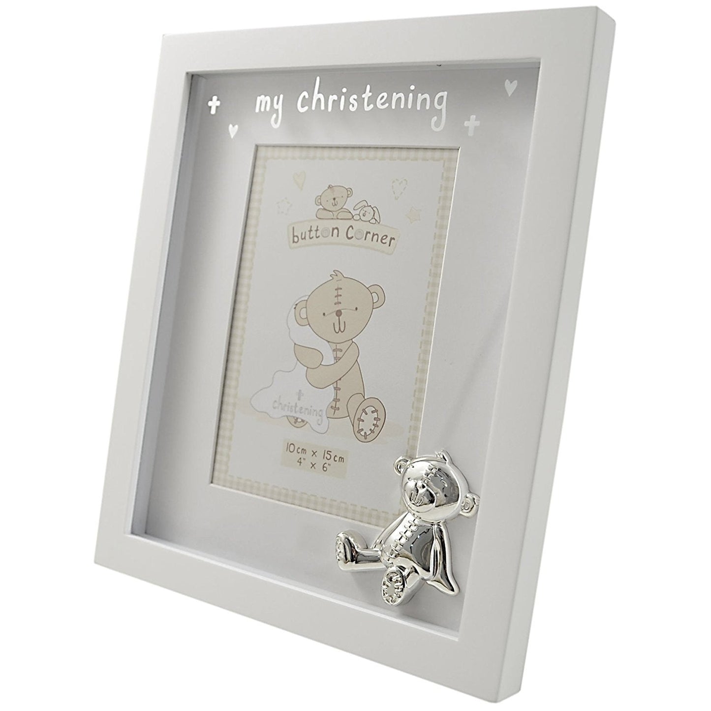 Button Corner MDF Photo Frame and Icon "My Christening" 4"x6"