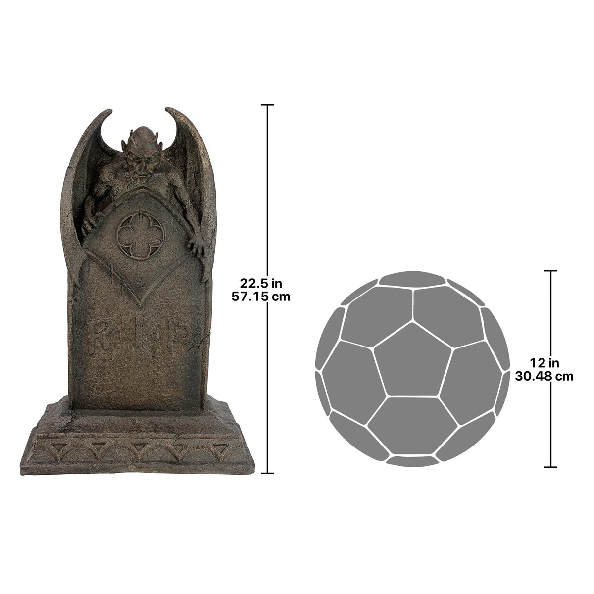 Design Toscano DB160282 The Vampire Demon Halloween Tombstone Gothic Decor Garden Graveyard Statue, Polyresin, Greystone, 56 cm