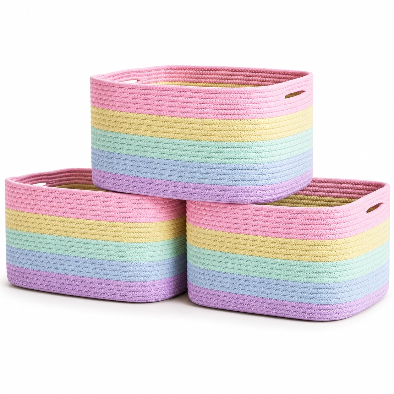 OrganiHaus Set of 3 Storage Baskets, Shelf Baskets, Wool Baskets, Storage Baskets, Fabric Baskets, Laundry Baskets, Flat Laundry Basket