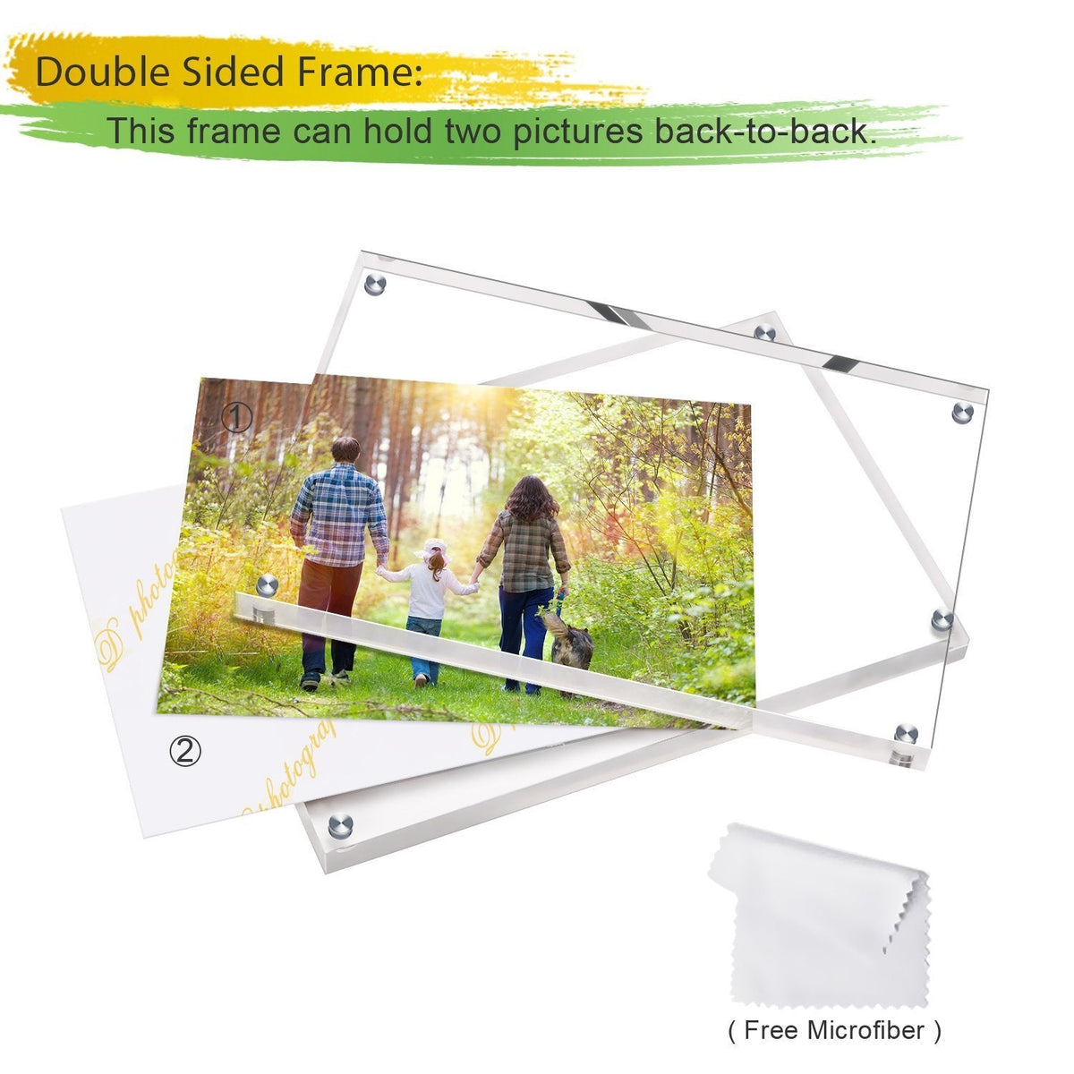 Boxalls Acrylic Photo Frame 15 x 20 cm (6 x 8 inch)-Set of 5, Double Sided Picture Frame with Magnetic, Clear Frameless Desktop Photo Block
