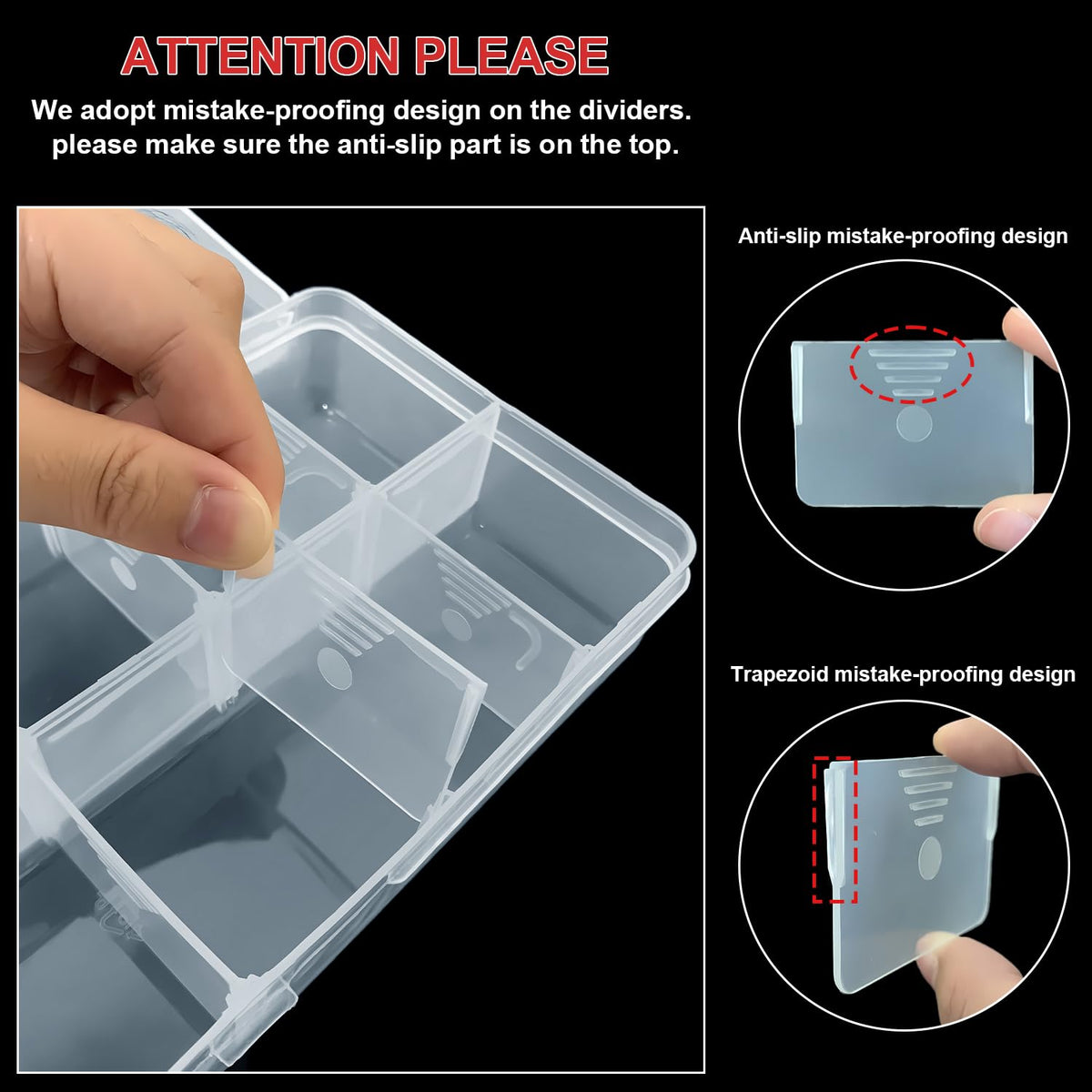 DARUITE Fishing Tackle Box, 12 Grid Plastic Organiser Box with Compartments