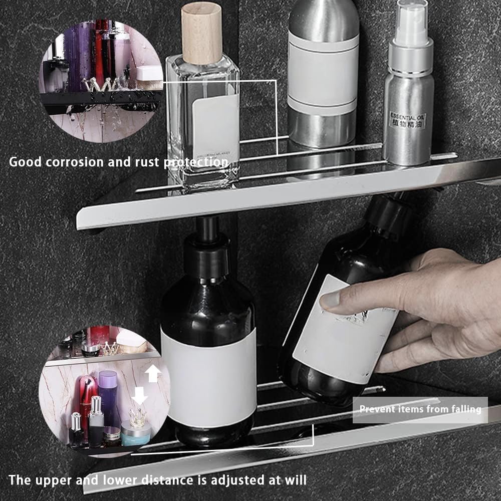 Biutimarden 30CM Corner Shelves, No Drilling Wall Mounted Storage Basket, Adhesive Shower Organiser Storage