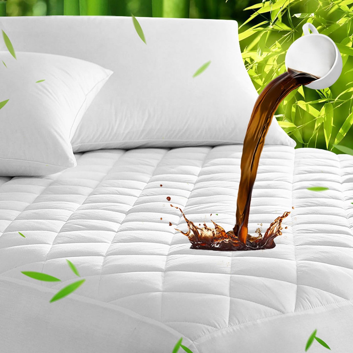UNILIBRA Bamboo Waterproof Mattress Protector King Size, Quilted Mattress Pad Cover with 6''-25'' Deep Pocket