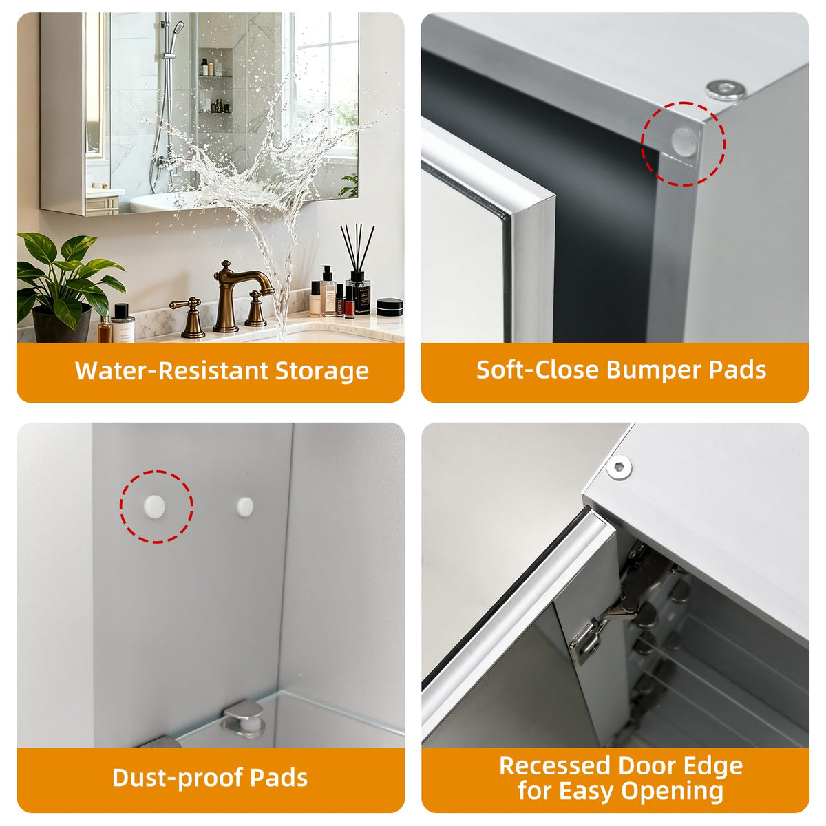 Olyvren 40 * 50 cm bathroom medicine cabinet with mirror,aluminium frame