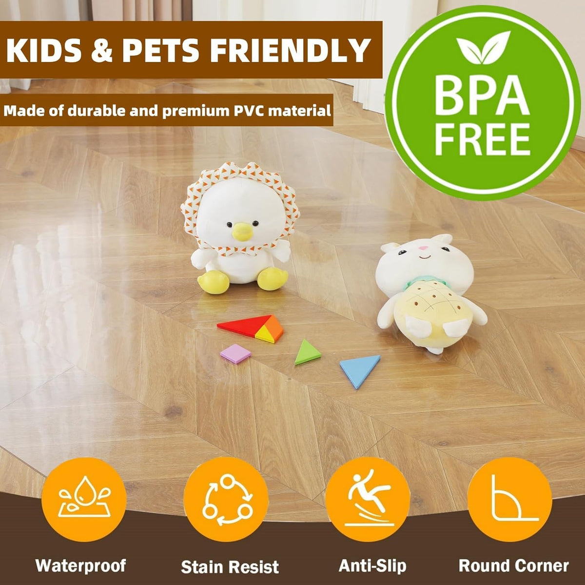 Royhom Plastic Floor Protector for 0ffice Chair, Clear Chair Mat for Hard floor, Transparent PVC Floor Mats 45x180cm, Gaming Chair Mat
