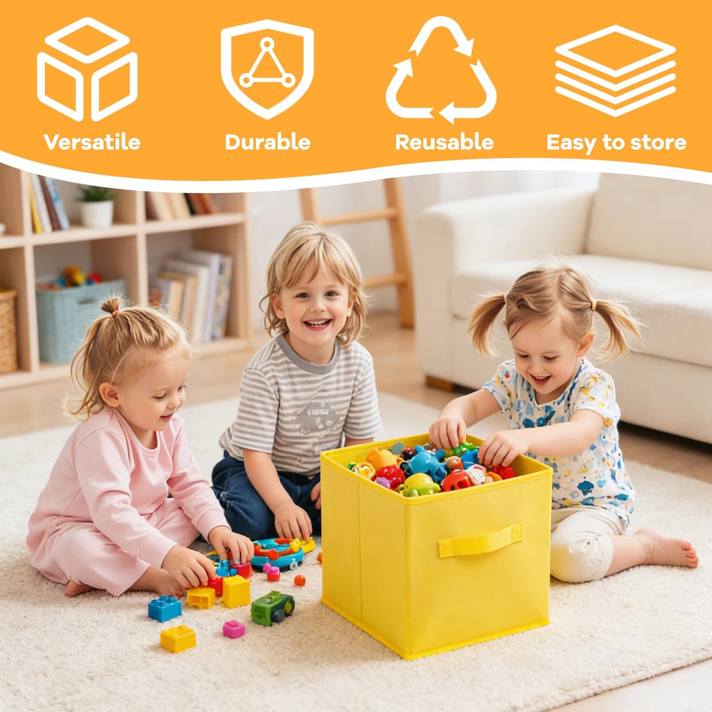 LLHONG 6 Pack Collapsible Cube Storage Boxes, Foldable Storage Cubes
