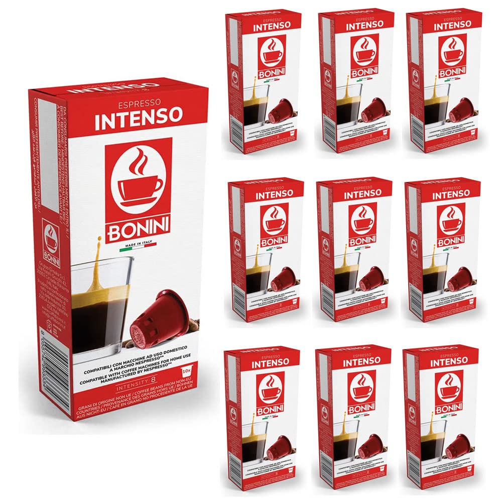 Caff? Tiziano Bonini Coffee Pods, Nespresso Compatible INTENSO Coffee Pods, 10 Packs Coffee Capsules/Pods. Each Pack 10 Pods Total 100 Pods. 100%