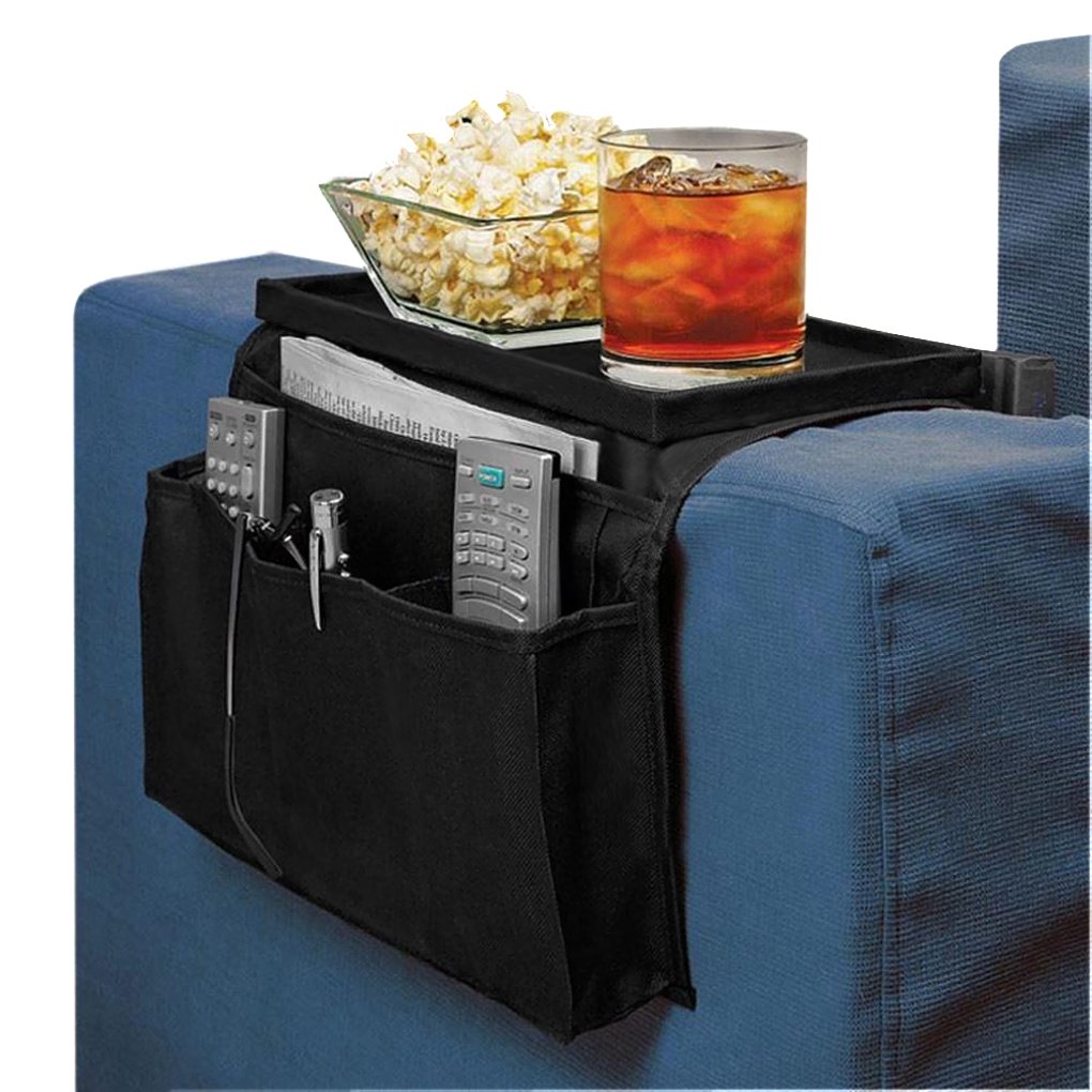Sofa Armrest Organizer with Cup Holder Couch Tray Armchair Caddy Pockets Storage Arm Rest Chair Desk Sofa Organiser TV Remote Control Holder for