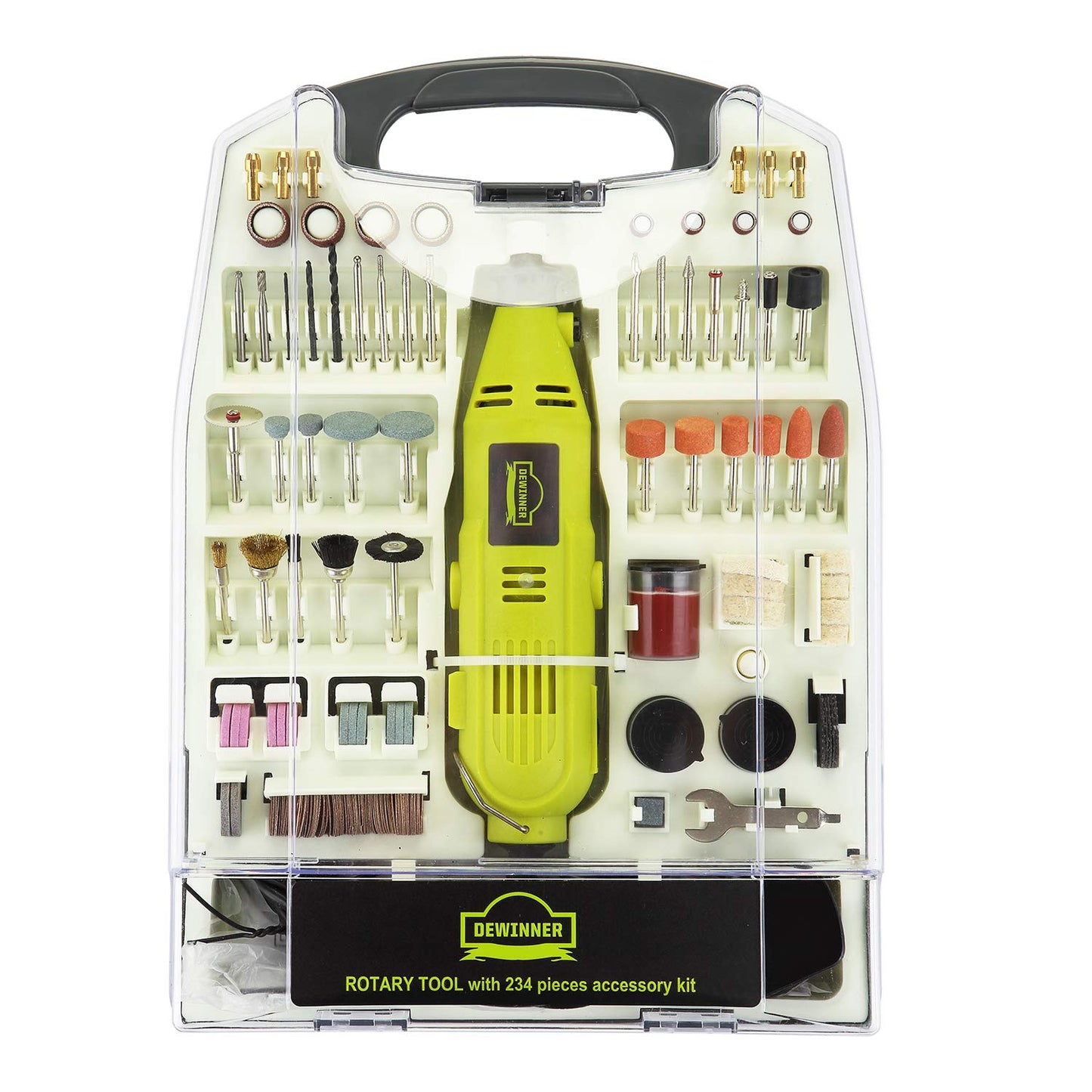 DEWINNER Rotary Multi-Tool, 135W 6 Variable Speed 8000-35000 RPM, 233 pcs Accessories Mini Tool Kit Set Case, DIY Creation for Craft Project